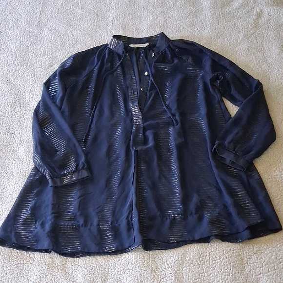 Buddy Love Tops - Buddy Love Navy Sheer Blouse